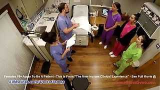 Student Nurses Lenna Lux, Angelica Cruz, & Reina Practice Examining Each Other 1st Day of Clinicals Under Watchful Eye Of Doctor Tampa & Nurse Lilith Rose @ GirlsGoneGyno.com The New Nurses Clinical Experience