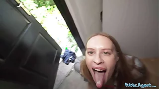 Public Agent Nikki Riddle taken to a garden shed and has her wet pussy pounded by a huge cock